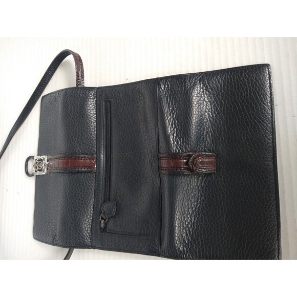 Brighton Leather Crossbody Wallet Tri Fold Black Brown small mini pockets clutch - Picture 11 of 16